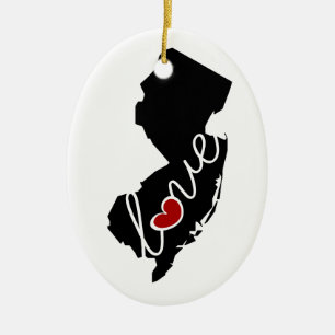 Ornement Ovale En Céramique Amour de New Jersey !  Cadeaux pour des amants de