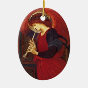 Ornement Ovale En Céramique Ange de Noël avec trompette