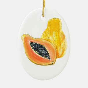 Ornement Ovale En Céramique Aquarelle de Papaya