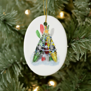 Ornement Ovale En Céramique Arbre de Noël Kayak