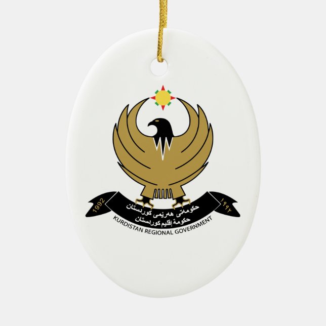 Ornement Ovale En Céramique Armoiries du Kurdistan (Devant)
