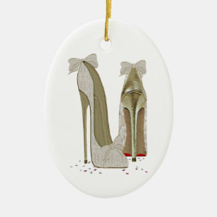 Ornement Ovale En Céramique Art de talons hauts de mariage