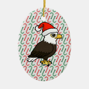Ornement Ovale En Céramique Bald Eagle Père Noël