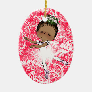 Ornement Ovale En Céramique Ballerinas Filles Africaines Américaines Adorable