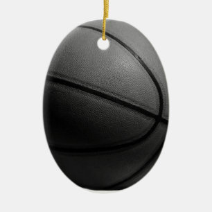 Ornement Ovale En Céramique Basket-ball noir et blanc