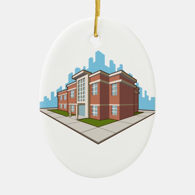 Ornement Ovale En Céramique Bâtiment scolaire (Devant)