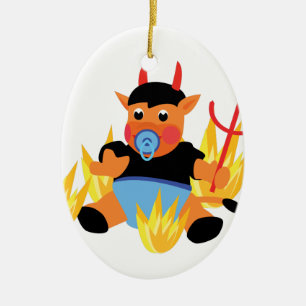 Ornement Ovale En Céramique bébé diable