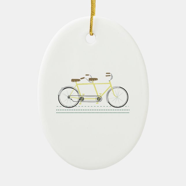 Ornement Ovale En Céramique Bicyclette tandem (Devant)
