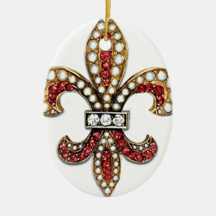 Ornement Ovale En Céramique Bijou la Nouvelle-Orléans de Flor De Lis Fleur De