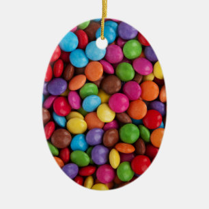 Ornement Ovale En Céramique Bonbons aux cartons colorés