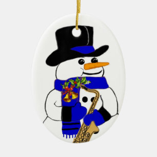 Ornement Ovale En Céramique Bonhomme de neige #7