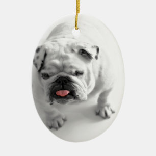 Ornement Ovale En Céramique Bouledogue personnalisable
