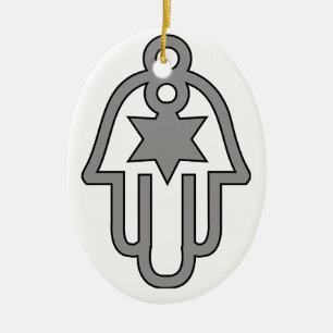 ORNEMENT OVALE EN CÉRAMIQUE CADEAUX DE HANOUKKA CHANUKAH HAMSA
