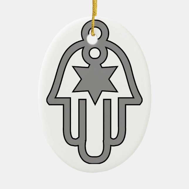 ORNEMENT OVALE EN CÉRAMIQUE CADEAUX DE HANOUKKA CHANUKAH HAMSA (Devant)