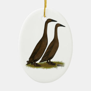 Ornement Ovale En Céramique Canards coureurs de chocolat