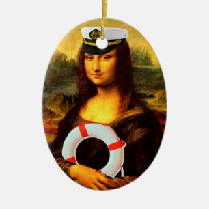 Ornement Ovale En Céramique Capitaine de la mer Mona Lisa
