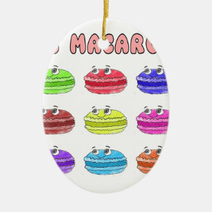 Ornement Ovale En Céramique Caricature des Macarons
