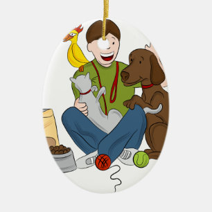 Ornement Ovale En Céramique Caricature pour animaux de compagnie