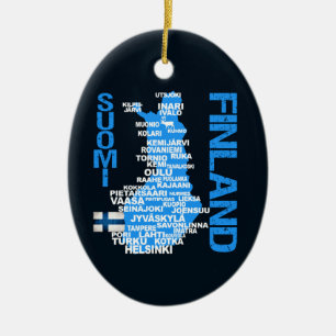 Ornement Ovale En Céramique CARTE FINLANDE - personnalisable