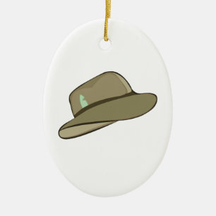 Ornement Ovale En Céramique Casquette de Fedora