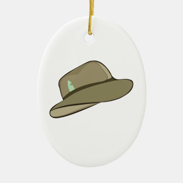 Ornement Ovale En Céramique Casquette de Fedora (Devant)