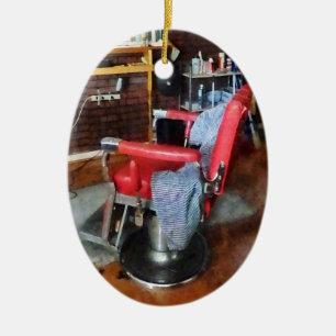 Ornement Ovale En Céramique Chaise de barbier rouge