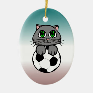 Ornement Ovale En Céramique Chaton du football