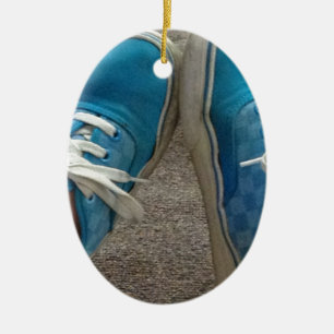 Ornement Ovale En Céramique chaussures de fourgons bleues