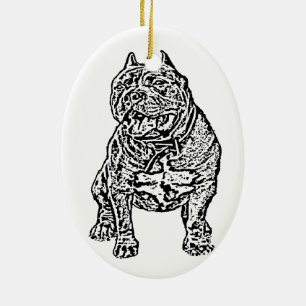 Ornement Ovale En Céramique Chien américain de despote