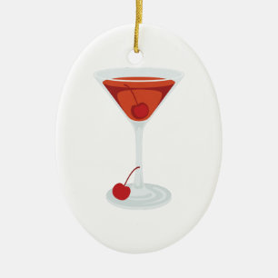 Ornement Ovale En Céramique Cocktail de Manhattan