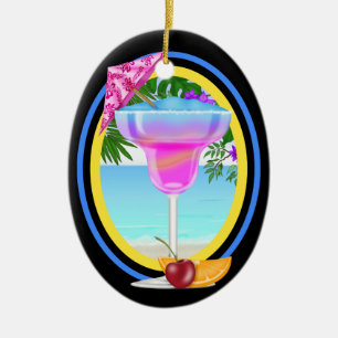 Ornement Ovale En Céramique Cocktail Paradise