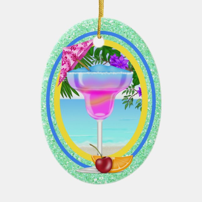 Ornement Ovale En Céramique Cocktail Paradise (Devant)