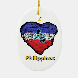 Ornement Ovale En Céramique coeur Philippines d'amour