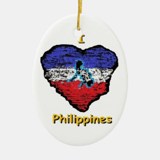Ornement Ovale En Céramique coeur Philippines d'amour