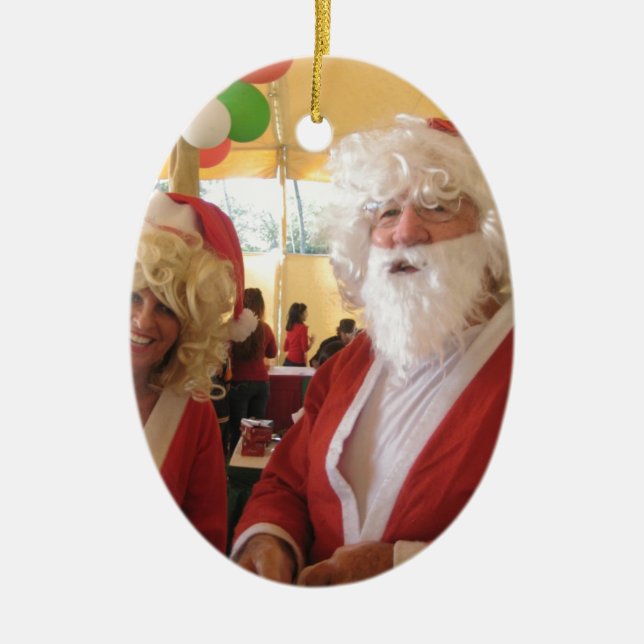 Ornement Ovale En Céramique Collection Père Noël élégante. (Devant)