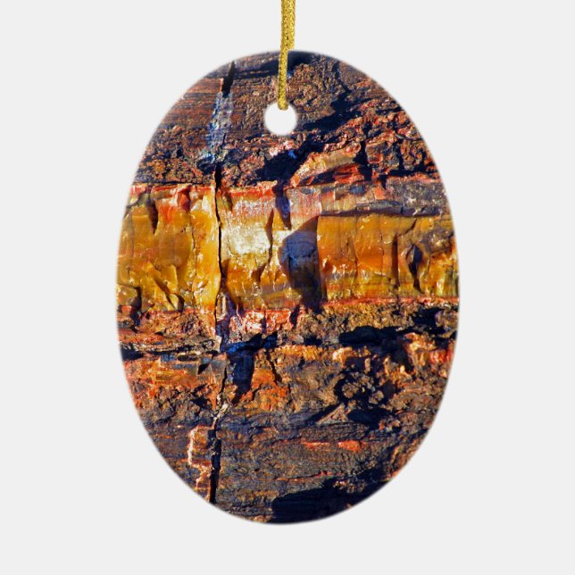 Ornement Ovale En Céramique Collection "Strified Petrified Wood" (Devant)
