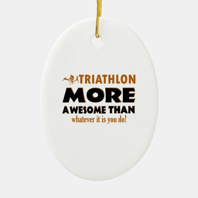 Ornement Ovale En Céramique Conceptions fraîches de triathlon (Devant)