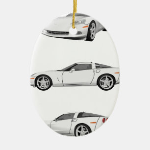 Ornement Ovale En Céramique Corvette blanche :