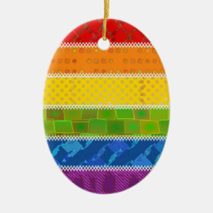Ornement Ovale En Céramique Couleurs de gay pride