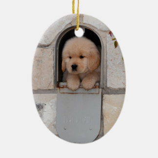 Ornement Ovale En Céramique Courrier de chiot