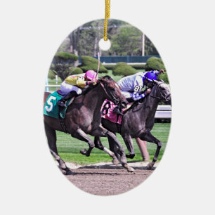 ORNEMENT OVALE EN CÉRAMIQUE COURSE DE L'HISTORIQUE SARATOGA