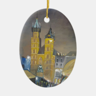 Ornement Ovale En Céramique Cracovie la nuit