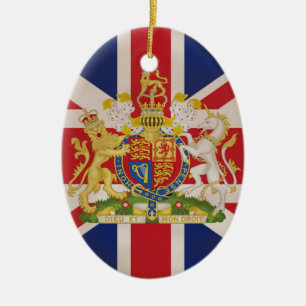 Ornement Ovale En Céramique Crête royale sur l'union Jack