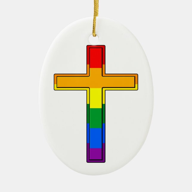 Ornement Ovale En Céramique Croix gay (Devant)