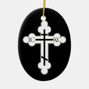 Ornement Ovale En Céramique Croix orthodoxe