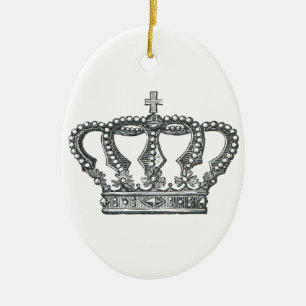 Ornement Ovale En Céramique Crown du Roi