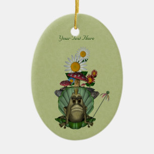 Ornement Ovale En Céramique Cute Frog Princess Ornament personnalisable
