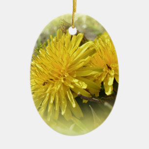 Ornement Ovale En Céramique Dandelions - Un Hi ensoleillé