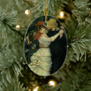 Ornement Ovale En Céramique Danse à Bougival par Pierre Renoir, Art Vintage