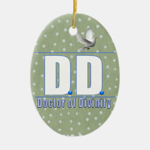 Ornement Ovale En Céramique DD Docteur en divinité Acronyme LOGO